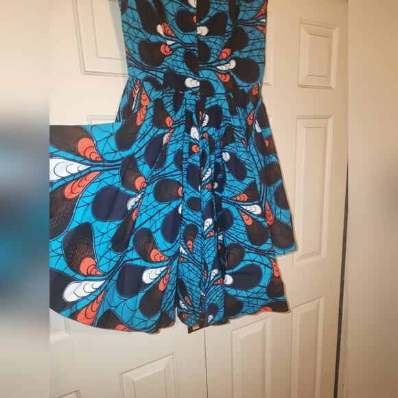 ANKARA Patterned Top Womens M High/low Strapless Sophisticated tribal Handmade - Picture 2 of 10